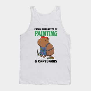 Easily Distracted by Painting and Capybaras Tank Top